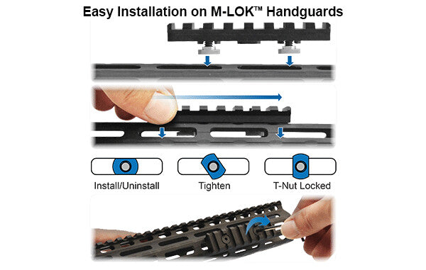 UTG PRO M-LOK 8-Slot Picatinny Rail Section, Black