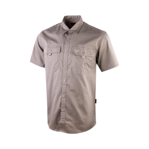 Wildebees Mens Casual Short Sleeve Khaki Shirt