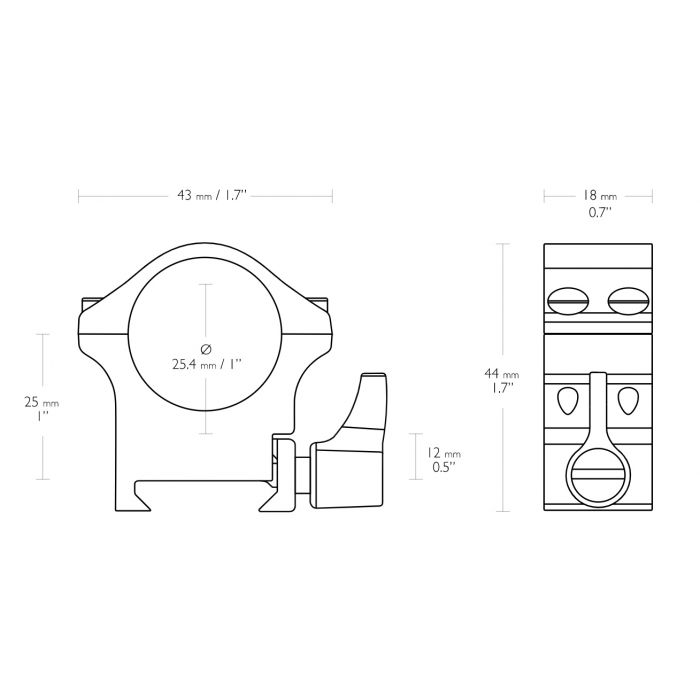 Hawke Pro Steel Mount 2pc 1 Meduim