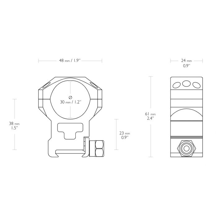 Hawke Tactical Ring Mount 2pc 30 Ex High