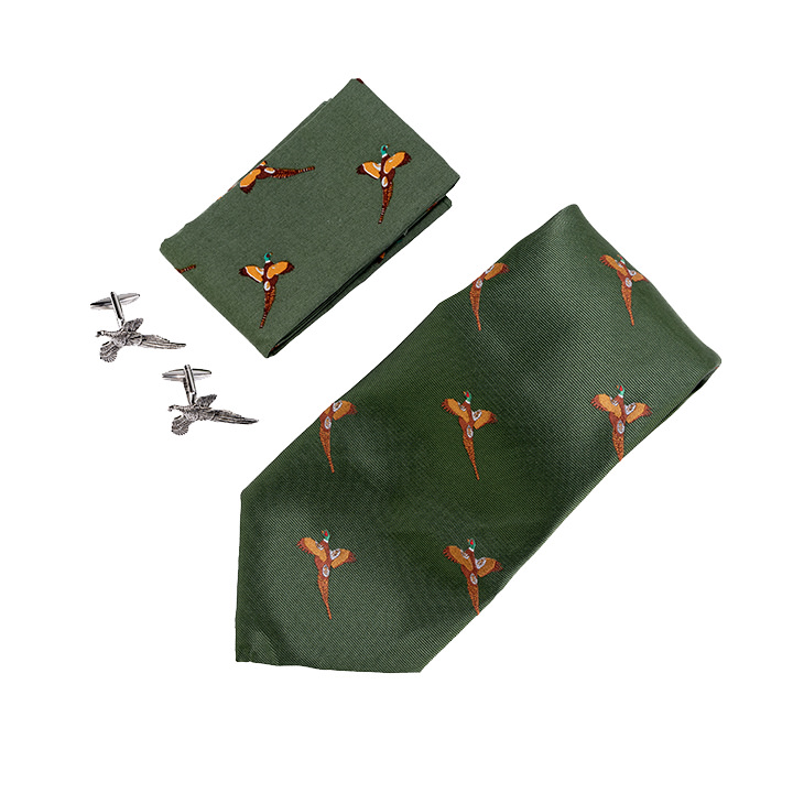 Jack Pyke Tie, Hanky and Cufflinks Gift Set Pheasant