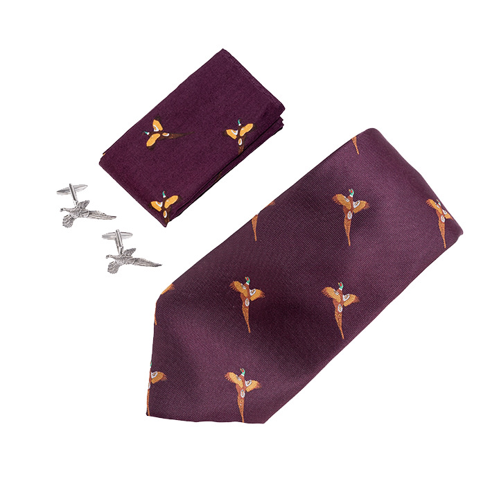 Jack Pyke Tie, Hanky and Cufflinks Gift Set Pheasant