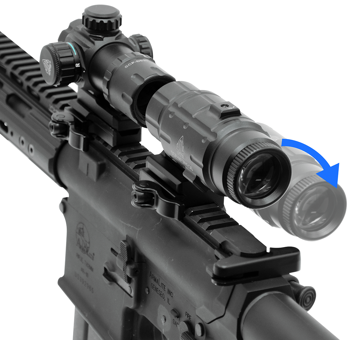 Utg Sporting Type W/E Adjust X3 Magnifier &Flip To Side Qd